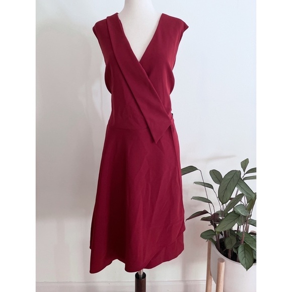 NWT Mynt 1792 Plus Size Shawl Collar Burgundy Tuxedo Wrap Sleevless Dress 18W‌ - Picture 1 of 10